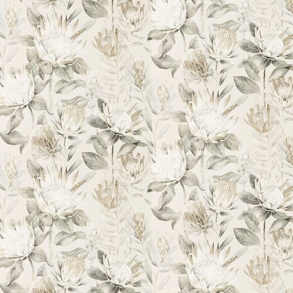 NEW Sanderson King Protea Wallpaper Linen Mica Floral Botanical Luxury Neutral
